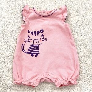 EUC Gymboree Pink Striped Romper w Tiger🐯